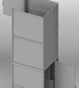 A 3 d image of the front of an elevator.